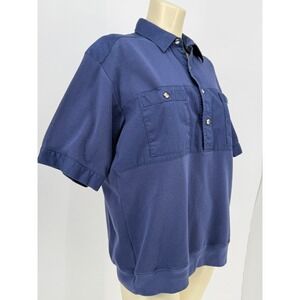 Palmland Vintage 90s Heavyweight Retro‎ Golf Shirt Tactical Navy Blue Large
